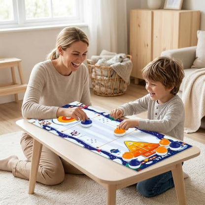 Qianly Tabletop Games for Family, Indoor Mini Bowling Game, Roll-Up Shuffleboard Mat, Compact Multi-Game Set