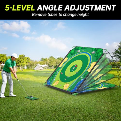 IGRL Golf Chipping Game Set, 71 X 71 in Large Golf Practice Mat with 2 Adjustable Clubs, Hitting Mat, 24 Sticky Balls, 2 Golf Tees, Scoreboard & Carry Bag, Indoor Outdoor Training Game for Adults