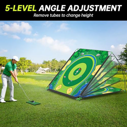 IGRL Golf Chipping Game Set, 71 X 71 in Large Golf Practice Mat with 2 Adjustable Clubs, Hitting Mat, 24 Sticky Balls, 2 Golf Tees, Scoreboard & Carry Bag, Indoor Outdoor Training Game for Adults