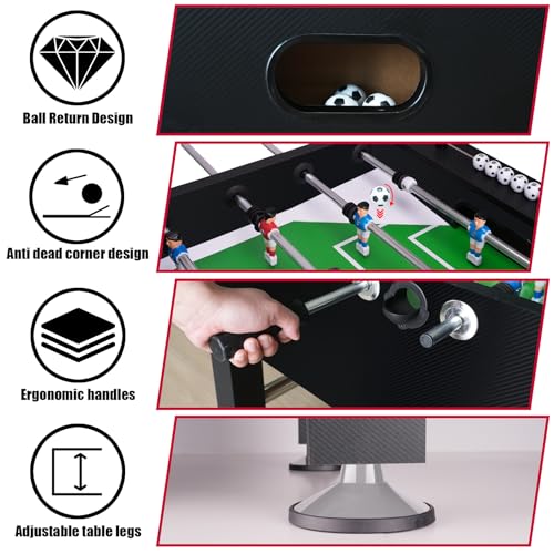 Full Size Foosball Table, Table Soccer Set with 2 Footballs, Score Keeper, Solid and Sturdy Legs, Football Table for Home, Family