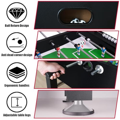 Full Size Foosball Table, Table Soccer Set with 2 Footballs, Score Keeper, Solid and Sturdy Legs, Football Table for Home, Family