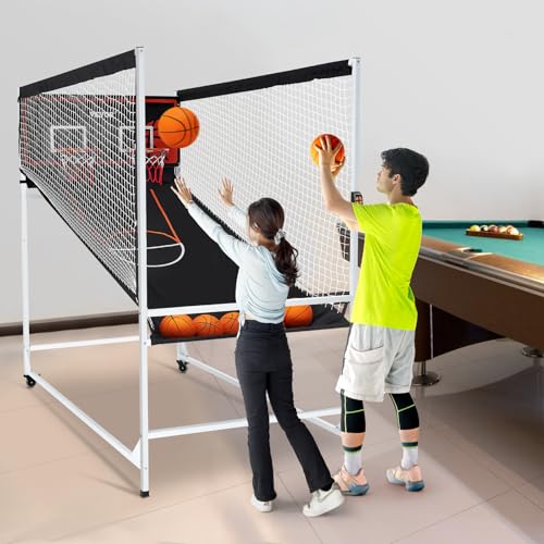 VEVOR Basketball Arcade Game Indoor, 2 Player Indoor Basketball Game, Home Dual Sport with 8 Game Modes, Electronic Scoreboard, and Inflation Pump,Adults - style: Unfoldable & Biggest Design