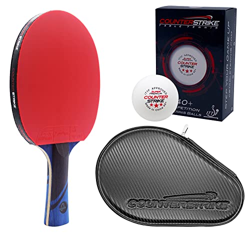 Phantom Light Paddle Bundle (Includes Hard Case & 6 Balls) | Ping Pong Paddle | Table Tennis Paddle | Offensive Table Tennis Paddle | Pre-Assembled Paddle | ITTF Approved | Ping Pong Set - color: Black Matte Fiber