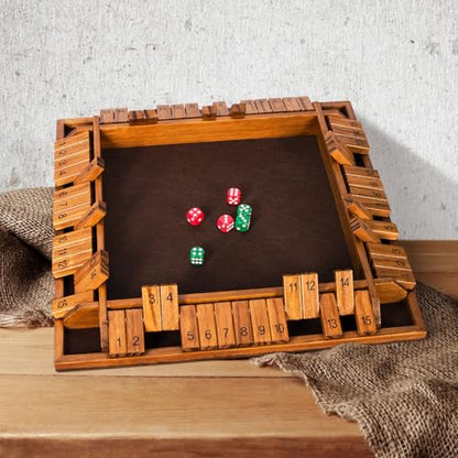 Upgraded 16.54’’ Shut The Box Dice Game with 15 Numbers for 1-4 Players, Large Wooden Board Math Game 16 Dices, Tabletop Games Kids Adults Family Party Birthday - color: 16.5 In-brown