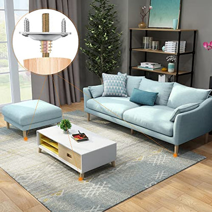 Leg Mounting Plates, 4 Sets Furniture Leg Attachment Plates, 5/16"(M8) Industrial Grade Flat Mounting T-Plates with Hanger Bolts, Screws, Strengthen Weak Furniture Repair Damaged Sofa Couch Seat - color: Sliver