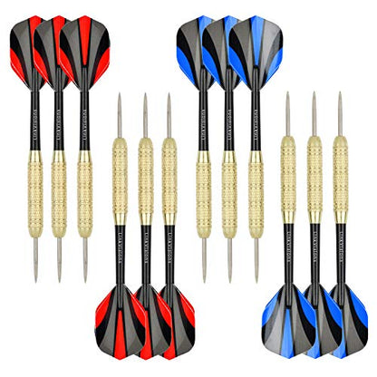 LinkVisions Dartboard with Staple-Free Bullseye, 18g Steel Tip Darts Set,12 Steel Tip Darts 18g, Dartboard Mounting Kits Included - style: Profpieler