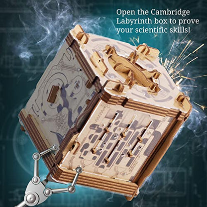 iDventure Cluebox Cambridge Labyrinth | Wooden Escape Room Puzzle Box | Engaging Brain Teaser with Hidden Money Compartment | Unique Gift for Adults - color: Labyrinth of Cambridge