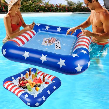 succulentlovers Large Inflatable Card Table for Pool with Waterproof Playing Cards - 41 Inches Waterproof Playing Cards for Pool Floating Games Table for Pools Summer Party Outdoor Beach Party