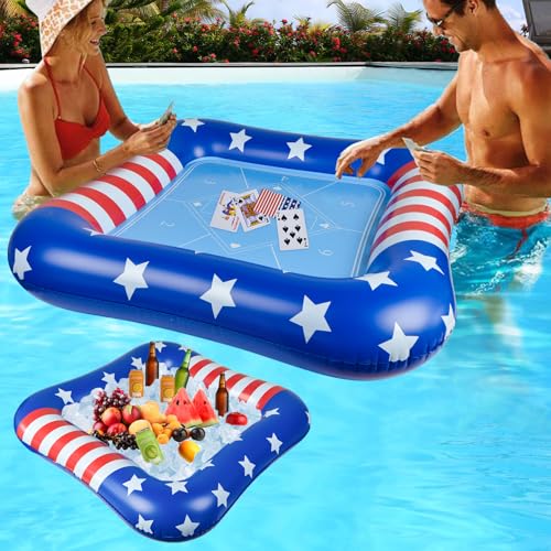 succulentlovers Large Inflatable Card Table for Pool with Waterproof Playing Cards - 41 Inches Waterproof Playing Cards for Pool Floating Games Table for Pools Summer Party Outdoor Beach Party