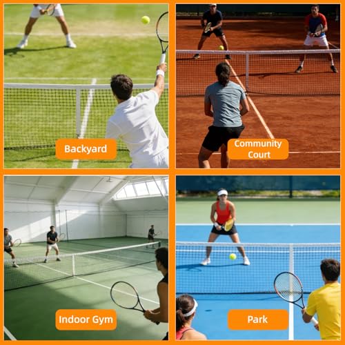 Professional Tennis Net 42ft x 3.5ft | Double-Layer Woven Court Replacement Net with 6mm Steel Cable & Center Strap – Heavy-Duty UV/Water-Resistant Net for Clubs, Coaches, and Backyard Use