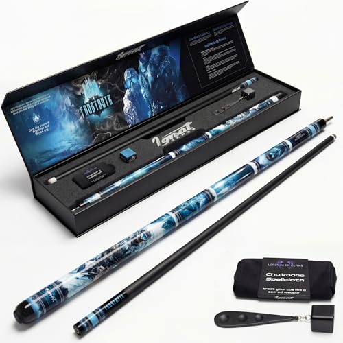 IgnatGames Premium Pool Cue Stick – 58" 2-Piece, Canadian Maple Cue with 12.5mm AirStrike Shaft, Premium Case & Accessories - color: Frostbyte, size: 20 oz