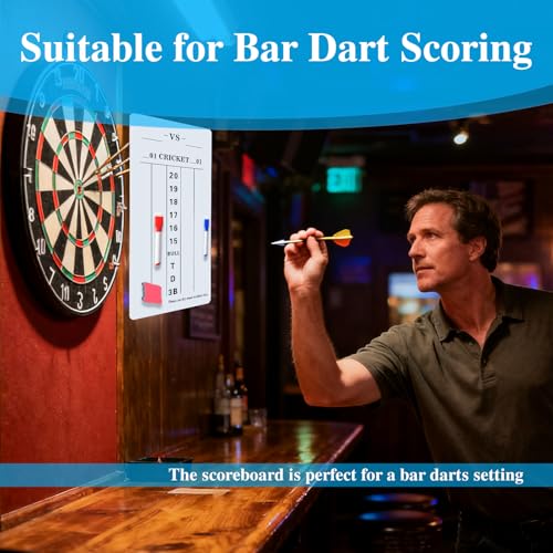 Soft & Rollable Dart Scoreboard with Dry Erase Markers and Eraser - Easy to Install and Clean - Waterproof Surface for Cricket and '01 Games - size: Large
