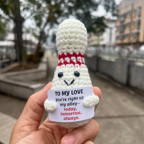Bowling Crochet Figurine Gifts, Bowling Accessories Bowling Pin Plush, Emotional Support Decor Decorations Gift for Women Men (to My Love)