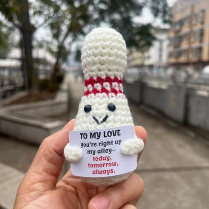 Bowling Crochet Figurine Gifts, Bowling Accessories Bowling Pin Plush, Emotional Support Decor Decorations Gift for Women Men (to My Love)