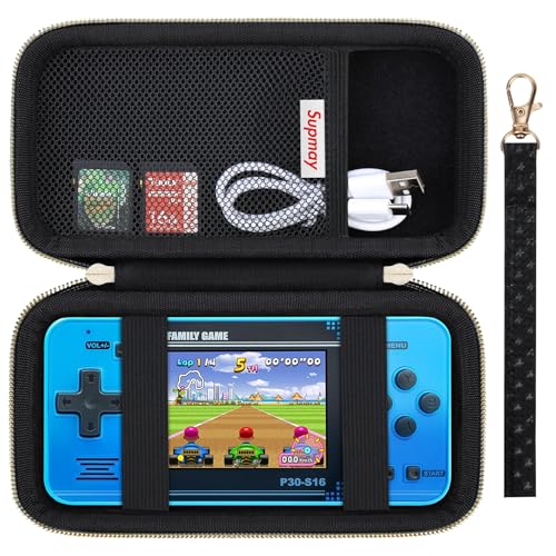 Supmay Carrying Case Compatible with WELLST·G/ for GuaiyeyeAP Handheld Game for Kids -Preloaded 220 Retro Video Games, Portable Gaming Player Storage Holder Travel Bag with Mesh Pocket, Black(Cube) - color: Black Star