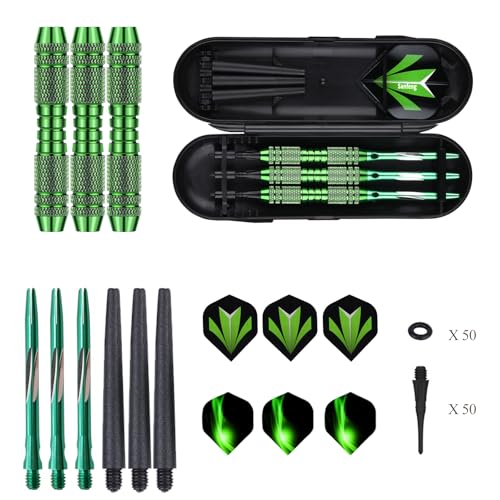 Soft tip Darts Set 18/20 Grams - Professional Darts Plastic Tip with Brass Barrel + Aluminum Shafts + 50 Rubber o-Ring + 6 Flights +50 Soft Tips for Electronic Dartboard - color: 20 grams-green