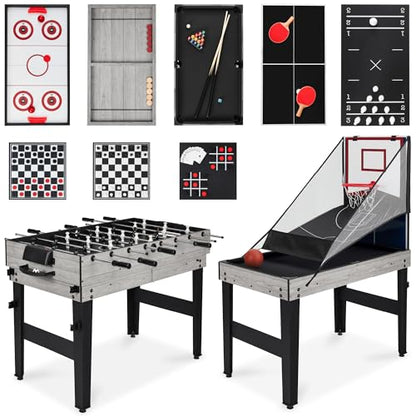 Best Choice Products Combo Game Table Set for Home, Game Room, Friends & Family w/Ping Pong, Foosball, Basketball, Air Hockey, Archery, Chess, Checkers, Shuffleboard, Bowling - color: Gray