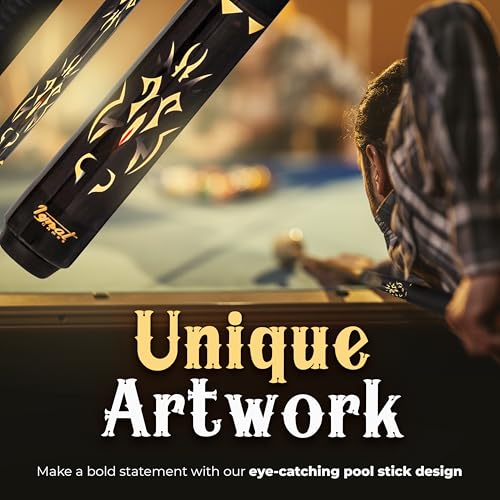 IgnatGames Professional Pool Cue Set – 58" 2-Piece Canadian Maple Stick with Low Deflection Shaft, Hard Case, Tip Maintenance Tool and Accessories - color: 19 oz. Yellow