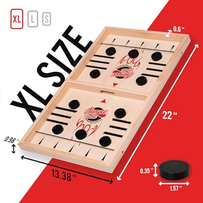Fast Sling Puck Game - Test Your Speed and Accuracy with This Fast-Paced Wooden Air Hockey Board Game - Guaranteed Fun for Family Night or Friends Party - style: Extra Large
