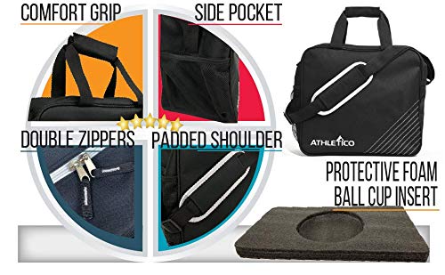 Athletico Essential Bowling Bag - Single Ball Bowling Tote Bag With Padded Bowling Ball Holder