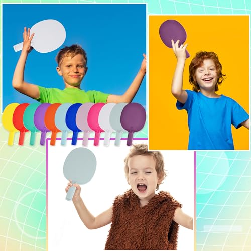 12 Pcs Plastic Table Tennis Paddles Unbreakable Ping Pong Paddles Rackets Textured Table Tennis Training Paddle for Beginner Adult Outdoor Equipment