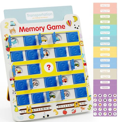 Matching Memory Game for Kids Age 3 4 5 6 7 8 Year Old, Travel Toy for Boys Girls, Board Games for 4-6, Road Trip Essentials for Toddler, Airplane/ Car/ Camping Activity,Christmas Birthday Gifts