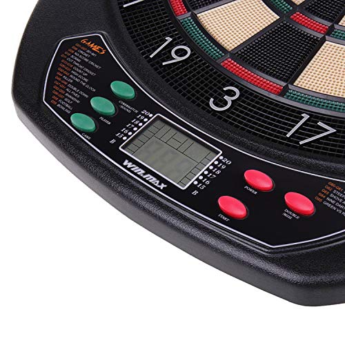 WIN.MAX Electronic Dart Board Soft Tip Dartboard Set LCD Display with 12 Darts 100 Tips Power Adapter