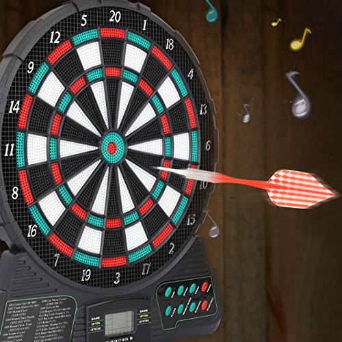 Electronic Dartboard, Soft Tip Dartboard, Automatic Scoring Dartboard Set with LCD Display Sound Reminding for Home, Office, Indoor Play, for 1-8 Players