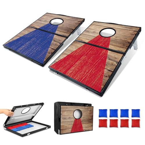 Portable Cornhole Board Set - Aluminum, Foldable 24x12in or 36x24in with Bean Bags | for Adults, Indoor/Outdoor, Travel, Beach & Camping - size: 3x2FT