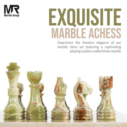 Marble Chess Set 15" Inches Verona & Green with Storage Box and 2 Extra Queen Handmade Classic Board Games for Adults, Luxury Marble Chess Board & Chess Pieces for Gifts - color: Verona & Green Onyx