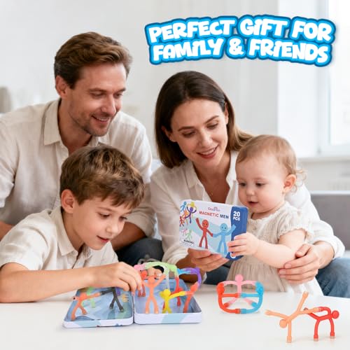 20Pcs Magnetic Travel Toys, Magnets Men for Kids with Metal Box, Airplane Car Travel Fidget Toys Portable Road Trip Activities Essential, Classroom Toys for Kids Birthday Stocking Stuffers Gifts