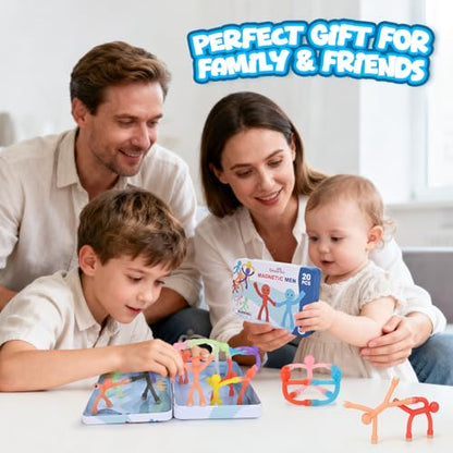 20Pcs Magnetic Travel Toys, Magnets Men for Kids with Metal Box, Airplane Car Travel Fidget Toys Portable Road Trip Activities Essential, Classroom Toys for Kids Birthday Stocking Stuffers Gifts