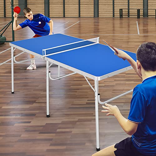 Gotoplay Folding Table Tennis, Portable Ping Pong Table Game Set with Net, 2 Paddles & 2 Balls, Outdoor Indoor Table Tennis Table for Kids Junior Adult, 60 x 30 x 30 Inches, Assembly Free