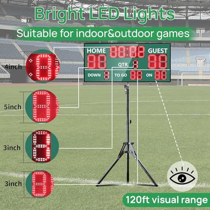 YZ LED Football Scoreboard, Electronic Scoreboard with Remote, Digital Scoreboard Football Score Keeper for Outdoor