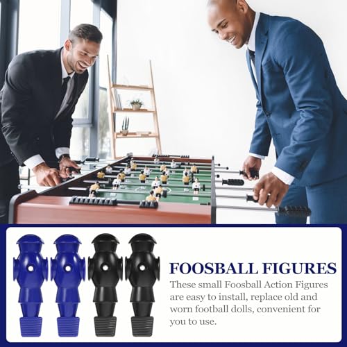 6pcs Foosball Players Replacement Dolls Table Football Accessories for Standard Rods Resin Desktop Football Men Black Blue