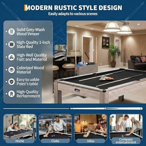 7 FT Pool Table, Complete Set - color: Black