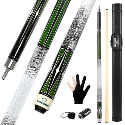 HomeSeason Pool Cue Stick 58" Billiard Cue Sticks 3D Printed Grip Professional Low Deflection Pool Sticks Maple Wood Pool Sticks 13mm Tip - color: 19oz with bag