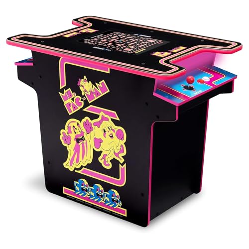 Arcade1Up Ms.PAC-MAN Head-to-Head Arcade Machine – Retro Home Arcade Table with 12 Classic Games, Light-Up Control Deck & Real-Feel Joysticks
