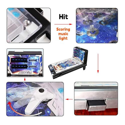 PHATM Desktop Marble Arcade Electronic Pinball Game Machine with Lights Sounds Retro Mini Tabletop Game Arcade Machine for Small Rooms or Apartments