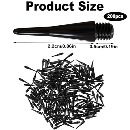200 Pack 2BA Thread Soft Dart Tips - Premium Plastic Replacement Points, Essential Accessories for Electronic Dartboards & Soft Tip Darts, Good Gifts for Men Women