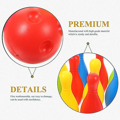 Toyvian Bowling Set 10 Color Bowling Pins 2 Bowling Ball Bowling Educational Game for Indoor and Outdoor(1.5Inch×4.3Inch,Small)