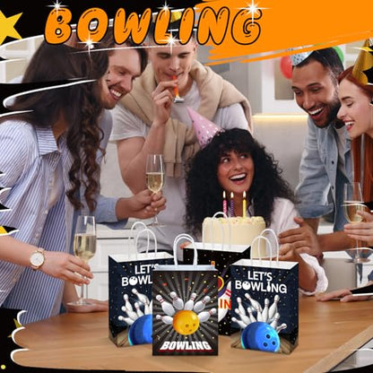 Kolldenn 48 Pcs Bowling Party Favors Bags Bowling Ball Goodie Gift Paper Bags with Handles Sport Candy Treat Pouch for Ball Birthday Party Decorations Supplies - style: Bowling