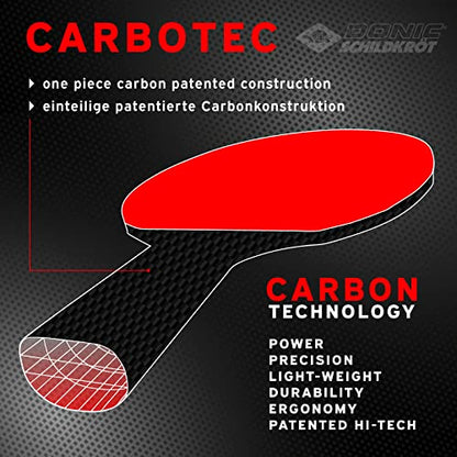 Donic-Schildkröt CarboTec 7000 Table Tennis Racket, 100% Carbon, Concave Handle, 2,3 mm Sponge, Liga Pad - ITTF, 758216