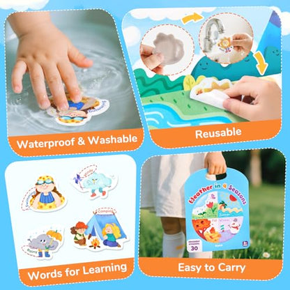 JoyCat Reusable Sticker Book - Stickers for Toddlers, Kids Sticker Activity Book, Travel Toys for Road Trip, Car & Airplane, Educational Learning Gifts for Boys and Girls Ages 3-5 (Weather) - style: Weather