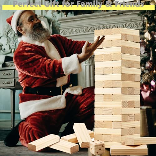GOROCK Jumbo Tumble Tower,60pcs Large Classic Giant Indoor Outdoor Game for Kids and Family,Stack Over 5Ft Wooden Blocks Party Game at Backyard Lawn with Friends On Holiday - size: XL-Over 5 FT