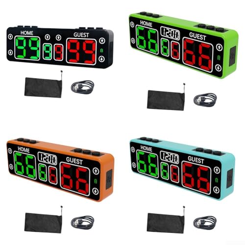 Rechargeable Electronic LED Scoreboard with ABS Housing, Magnetic Back and Wall/Table Mount Options, 6 Rubber and 4 Touch Buttons for Scoring and Timing, Up to 24 Hours Use(green)