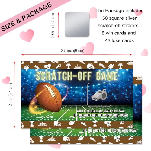 50 Pcs Football Theme Scratch Off Game Cards, Rugby Scratch Cards for Baby Shower Birthday Party, Sports Lottery Group Games Enterprises Activity Supplies for Football Lovers, Football Party - color: Blue
