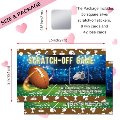 50 Pcs Football Theme Scratch Off Game Cards, Rugby Scratch Cards for Baby Shower Birthday Party, Sports Lottery Group Games Enterprises Activity Supplies for Football Lovers, Football Party - color: Blue