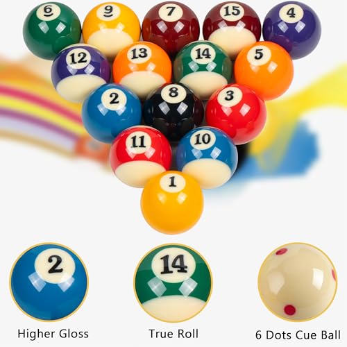 Collapsar Deluxe 2-1/4" Billiard Pool Balls Marble-Swirl Style Billiards Ball Complete 16 Ball Set (Several Style Available) - style: PRO Premium