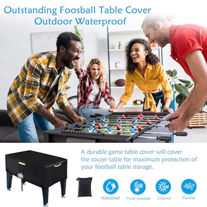 Foosball Table Cover,Heavy Duty 420D Foosball Table Covers Outdoor Waterproof,Soccer Table Cover with Windproof Buckle,4 Reflective Strip Handles,Universal Cover for Foosball Table and Game Soccer